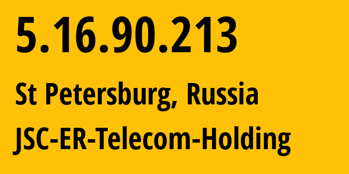 IP address 5.16.90.213 (St Petersburg, St.-Petersburg, Russia) get location, coordinates on map, ISP provider AS51570 JSC-ER-Telecom-Holding // who is provider of ip address 5.16.90.213, whose IP address