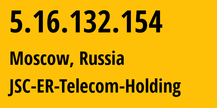 IP address 5.16.132.154 (Moscow, Moscow, Russia) get location, coordinates on map, ISP provider AS31363 JSC-ER-Telecom-Holding // who is provider of ip address 5.16.132.154, whose IP address