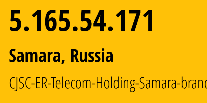 IP address 5.165.54.171 get location, coordinates on map, ISP provider AS34533 CJSC-ER-Telecom-Holding-Samara-branch // who is provider of ip address 5.165.54.171, whose IP address