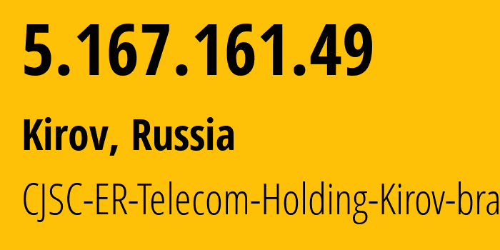 IP address 5.167.161.49 (Kirov, Kaluga Oblast, Russia) get location, coordinates on map, ISP provider AS41727 CJSC-ER-Telecom-Holding-Kirov-branch // who is provider of ip address 5.167.161.49, whose IP address