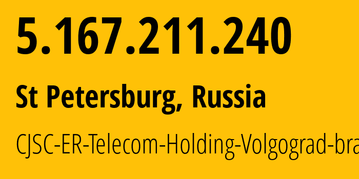 IP-адрес 5.167.211.240 (Волгоград, Волгоградская Область, Россия) определить местоположение, координаты на карте, ISP провайдер AS51570 CJSC-ER-Telecom-Holding-Volgograd-branch // кто провайдер айпи-адреса 5.167.211.240