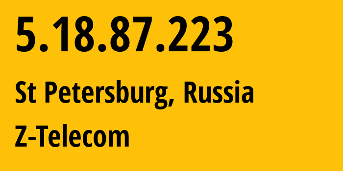 IP address 5.18.87.223 (St Petersburg, St.-Petersburg, Russia) get location, coordinates on map, ISP provider AS41733 Z-Telecom // who is provider of ip address 5.18.87.223, whose IP address