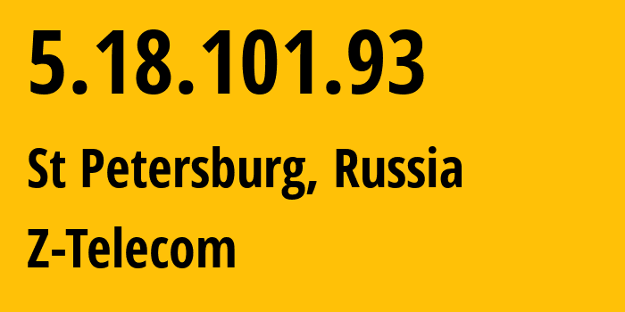 IP address 5.18.101.93 (St Petersburg, St.-Petersburg, Russia) get location, coordinates on map, ISP provider AS41733 Z-Telecom // who is provider of ip address 5.18.101.93, whose IP address