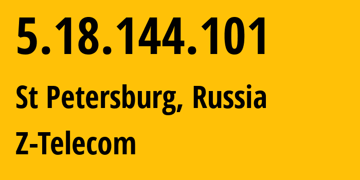 IP address 5.18.144.101 (St Petersburg, St.-Petersburg, Russia) get location, coordinates on map, ISP provider AS41733 Z-Telecom // who is provider of ip address 5.18.144.101, whose IP address