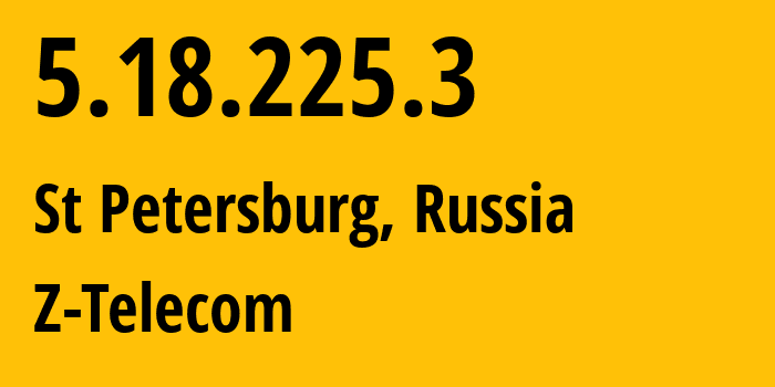 IP-адрес 5.18.225.3 (Санкт-Петербург, Санкт-Петербург, Россия) определить местоположение, координаты на карте, ISP провайдер AS41733 Z-Telecom // кто провайдер айпи-адреса 5.18.225.3