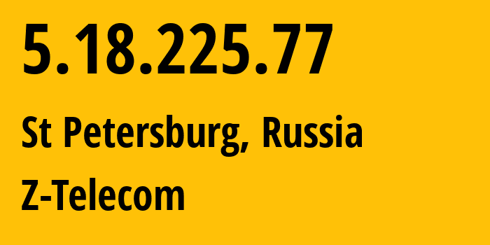 IP address 5.18.225.77 (St Petersburg, St.-Petersburg, Russia) get location, coordinates on map, ISP provider AS41733 Z-Telecom // who is provider of ip address 5.18.225.77, whose IP address