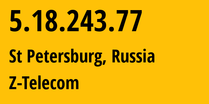 IP address 5.18.243.77 (St Petersburg, St.-Petersburg, Russia) get location, coordinates on map, ISP provider AS41733 Z-Telecom // who is provider of ip address 5.18.243.77, whose IP address