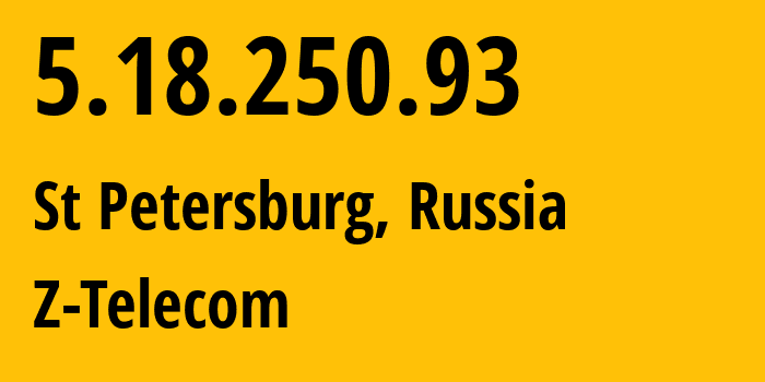 IP-адрес 5.18.250.93 (Санкт-Петербург, Санкт-Петербург, Россия) определить местоположение, координаты на карте, ISP провайдер AS41733 Z-Telecom // кто провайдер айпи-адреса 5.18.250.93