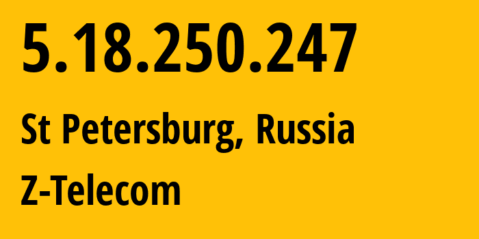 IP address 5.18.250.247 (St Petersburg, St.-Petersburg, Russia) get location, coordinates on map, ISP provider AS41733 Z-Telecom // who is provider of ip address 5.18.250.247, whose IP address