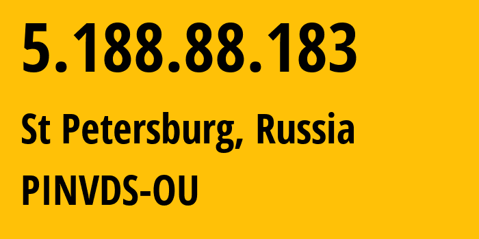 IP-адрес 5.188.88.183 (Санкт-Петербург, Санкт-Петербург, Россия) определить местоположение, координаты на карте, ISP провайдер AS41909 PINVDS-OU // кто провайдер айпи-адреса 5.188.88.183