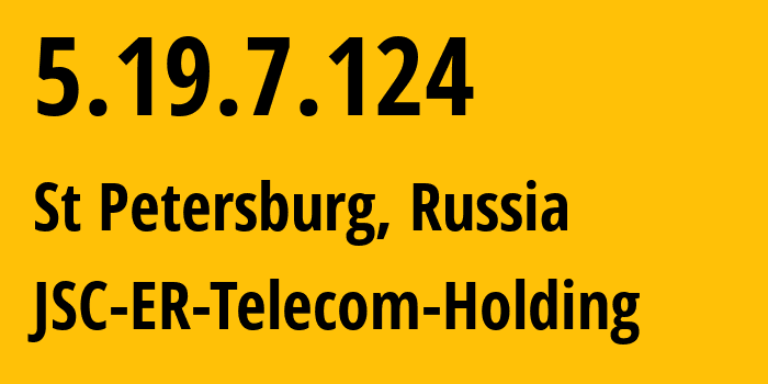 IP-адрес 5.19.7.124 (Санкт-Петербург, Санкт-Петербург, Россия) определить местоположение, координаты на карте, ISP провайдер AS41733 JSC-ER-Telecom-Holding // кто провайдер айпи-адреса 5.19.7.124