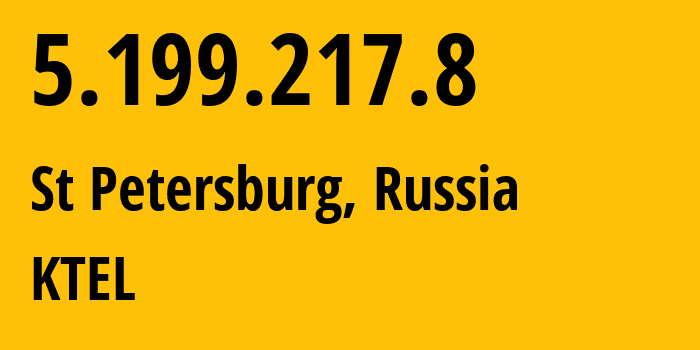 IP address 5.199.217.8 (St Petersburg, St.-Petersburg, Russia) get location, coordinates on map, ISP provider AS48642 KTEL // who is provider of ip address 5.199.217.8, whose IP address