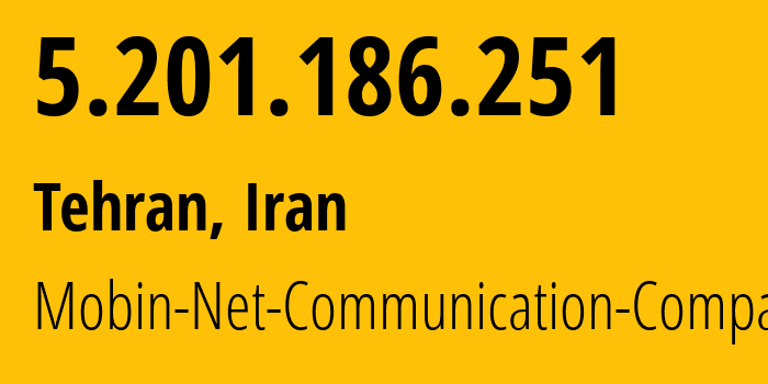 IP-адрес 5.201.186.251 (Тегеран, Тегеран, Иран) определить местоположение, координаты на карте, ISP провайдер AS50810 Mobin-Net-Communication-Company // кто провайдер айпи-адреса 5.201.186.251