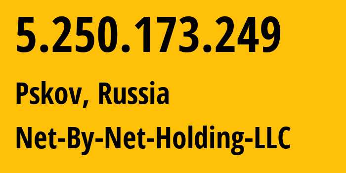 IP-адрес 5.250.173.249 (Псков, Псковская Область, Россия) определить местоположение, координаты на карте, ISP провайдер AS12714 Net-By-Net-Holding-LLC // кто провайдер айпи-адреса 5.250.173.249