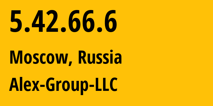 IP address 5.42.66.6 (Moscow, Moscow, Russia) get location, coordinates on map, ISP provider AS0 Alex-Group-LLC // who is provider of ip address 5.42.66.6, whose IP address