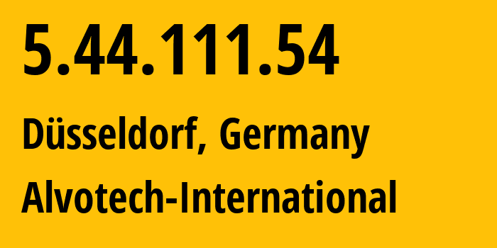 IP address 5.44.111.54 (Düsseldorf, North Rhine-Westphalia, Germany) get location, coordinates on map, ISP provider AS45012 Alvotech-International // who is provider of ip address 5.44.111.54, whose IP address