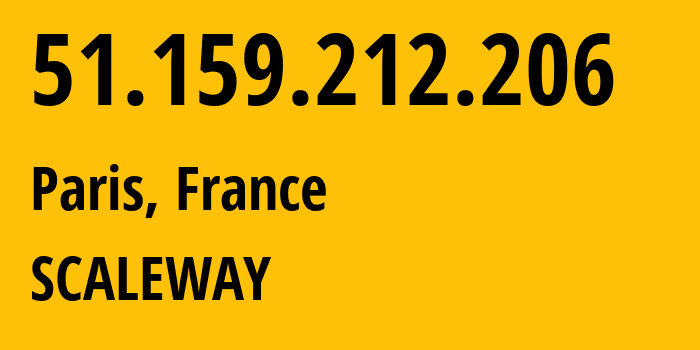 IP-адрес 51.159.212.206 (Париж, Иль-де-Франс, Франция) определить местоположение, координаты на карте, ISP провайдер AS12876 SCALEWAY // кто провайдер айпи-адреса 51.159.212.206