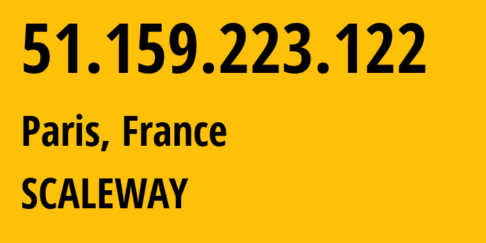 IP-адрес 51.159.223.122 (Париж, Иль-де-Франс, Франция) определить местоположение, координаты на карте, ISP провайдер AS12876 SCALEWAY // кто провайдер айпи-адреса 51.159.223.122