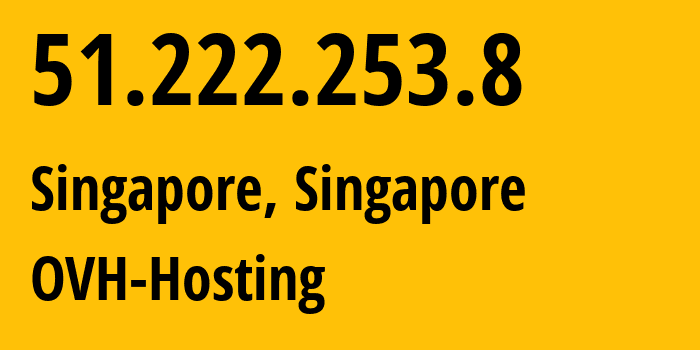 IP-адрес 51.222.253.8 (Сингапур, Central Singapore, Сингапур) определить местоположение, координаты на карте, ISP провайдер AS16276 OVH-Hosting // кто провайдер айпи-адреса 51.222.253.8