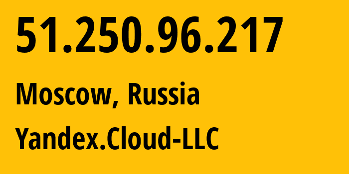 IP-адрес 51.250.96.217 (Москва, Москва, Россия) определить местоположение, координаты на карте, ISP провайдер AS200350 Yandex.Cloud-LLC // кто провайдер айпи-адреса 51.250.96.217