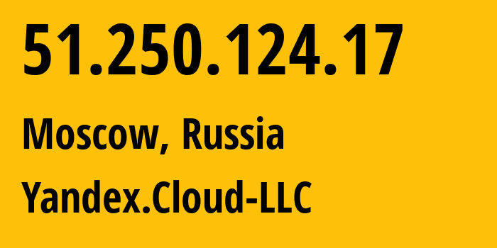 IP-адрес 51.250.124.17 (Москва, Москва, Россия) определить местоположение, координаты на карте, ISP провайдер AS200350 Yandex.Cloud-LLC // кто провайдер айпи-адреса 51.250.124.17