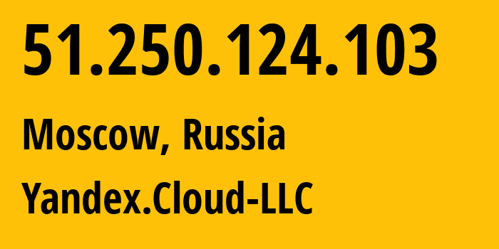 IP-адрес 51.250.124.103 (Москва, Москва, Россия) определить местоположение, координаты на карте, ISP провайдер AS200350 Yandex.Cloud-LLC // кто провайдер айпи-адреса 51.250.124.103