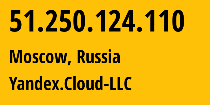 IP-адрес 51.250.124.110 (Москва, Москва, Россия) определить местоположение, координаты на карте, ISP провайдер AS200350 Yandex.Cloud-LLC // кто провайдер айпи-адреса 51.250.124.110