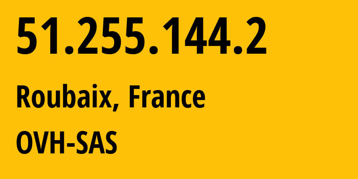 IP-адрес 51.255.144.2 (Рубе, О-де-Франс, Франция) определить местоположение, координаты на карте, ISP провайдер AS16276 OVH-SAS // кто провайдер айпи-адреса 51.255.144.2