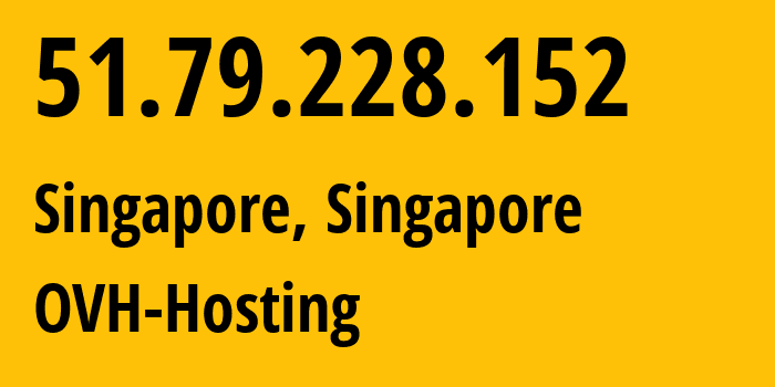 IP-адрес 51.79.228.152 (Сингапур, Central Singapore, Сингапур) определить местоположение, координаты на карте, ISP провайдер AS16276 OVH-Hosting // кто провайдер айпи-адреса 51.79.228.152
