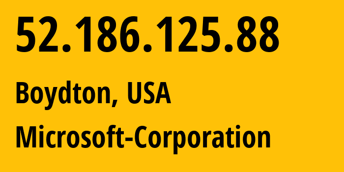 IP-адрес 52.186.125.88 (Boydton, Вирджиния, США) определить местоположение, координаты на карте, ISP провайдер AS8075 Microsoft-Corporation // кто провайдер айпи-адреса 52.186.125.88