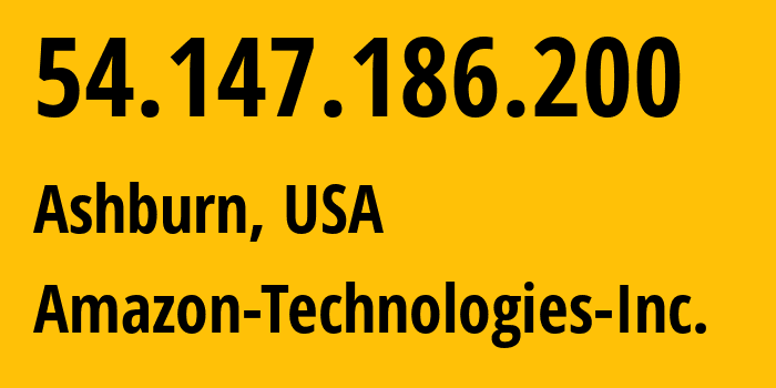 IP-адрес 54.147.186.200 (Ашберн, Виргиния, США) определить местоположение, координаты на карте, ISP провайдер AS14618 Amazon-Technologies-Inc. // кто провайдер айпи-адреса 54.147.186.200