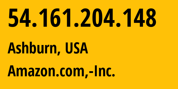 IP-адрес 54.161.204.148 (Ашберн, Виргиния, США) определить местоположение, координаты на карте, ISP провайдер AS14618 Amazon.com,-Inc. // кто провайдер айпи-адреса 54.161.204.148