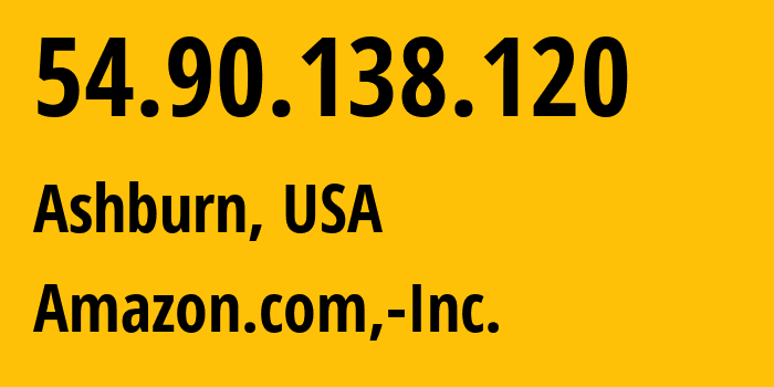 IP-адрес 54.90.138.120 (Ашберн, Виргиния, США) определить местоположение, координаты на карте, ISP провайдер AS14618 Amazon.com,-Inc. // кто провайдер айпи-адреса 54.90.138.120