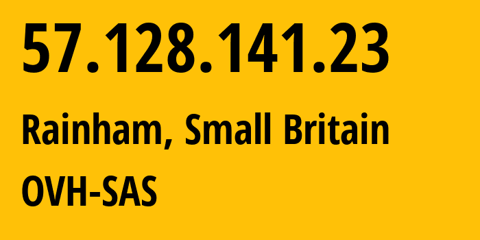 IP-адрес 57.128.141.23 (Rainham, Англия, Мелкобритания) определить местоположение, координаты на карте, ISP провайдер AS16276 OVH-SAS // кто провайдер айпи-адреса 57.128.141.23