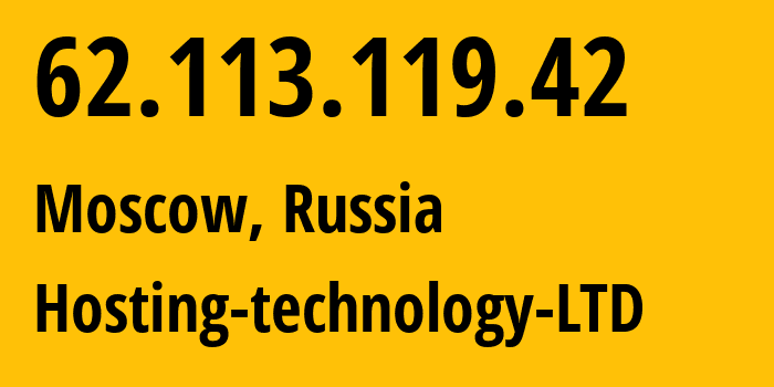 IP-адрес 62.113.119.42 (Москва, Москва, Россия) определить местоположение, координаты на карте, ISP провайдер AS48282 Hosting-technology-LTD // кто провайдер айпи-адреса 62.113.119.42