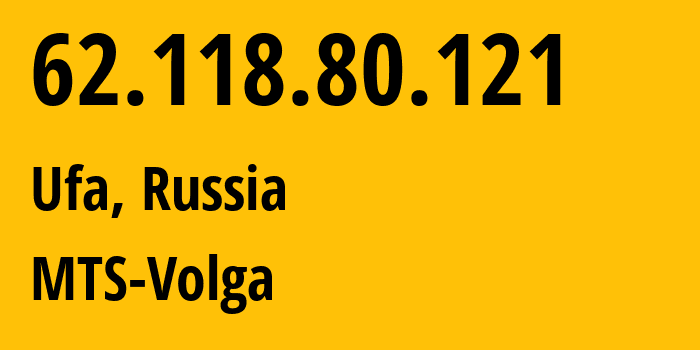 IP address 62.118.80.121 (Samara, Samara Oblast, Russia) get location, coordinates on map, ISP provider AS8359 MTS-Volga // who is provider of ip address 62.118.80.121, whose IP address