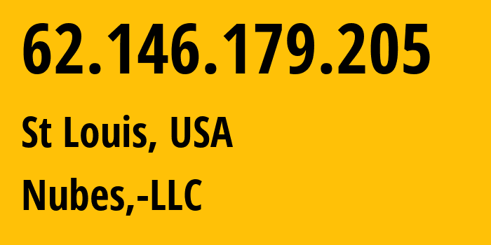 IP address 62.146.179.205 (St Louis, Missouri, USA) get location, coordinates on map, ISP provider AS40021 Nubes,-LLC // who is provider of ip address 62.146.179.205, whose IP address