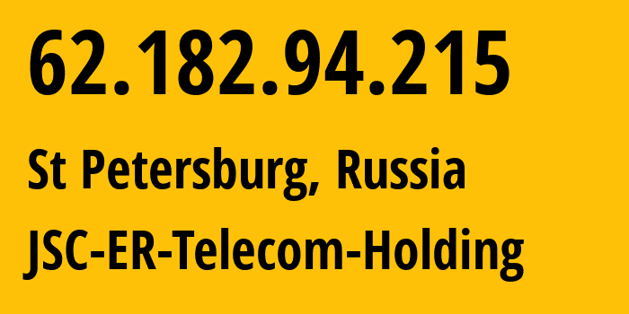 IP address 62.182.94.215 (St Petersburg, St.-Petersburg, Russia) get location, coordinates on map, ISP provider AS25408 JSC-ER-Telecom-Holding // who is provider of ip address 62.182.94.215, whose IP address