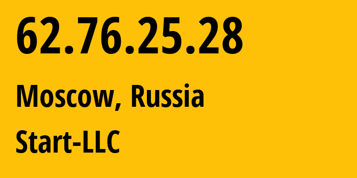 IP-адрес 62.76.25.28 (Москва, Москва, Россия) определить местоположение, координаты на карте, ISP провайдер AS61400 Start-LLC // кто провайдер айпи-адреса 62.76.25.28