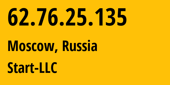 IP address 62.76.25.135 (Moscow, Moscow, Russia) get location, coordinates on map, ISP provider AS61400 Start-LLC // who is provider of ip address 62.76.25.135, whose IP address