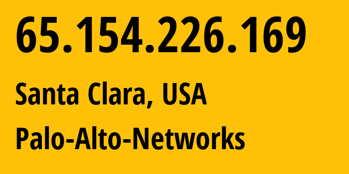 IP-адрес 65.154.226.169 (Санта-Клара, Калифорния, США) определить местоположение, координаты на карте, ISP провайдер AS54538 Palo-Alto-Networks // кто провайдер айпи-адреса 65.154.226.169