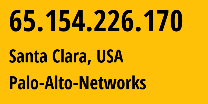 IP-адрес 65.154.226.170 (Санта-Клара, Калифорния, США) определить местоположение, координаты на карте, ISP провайдер AS54538 Palo-Alto-Networks // кто провайдер айпи-адреса 65.154.226.170