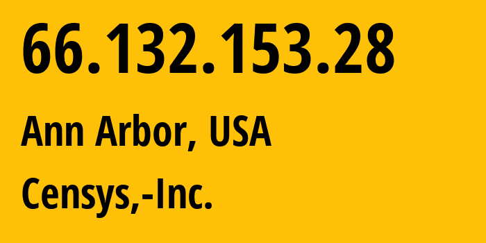 IP-адрес 66.132.153.28 (Анн-Арбор, Мичиган, США) определить местоположение, координаты на карте, ISP провайдер AS398324 Censys,-Inc. // кто провайдер айпи-адреса 66.132.153.28