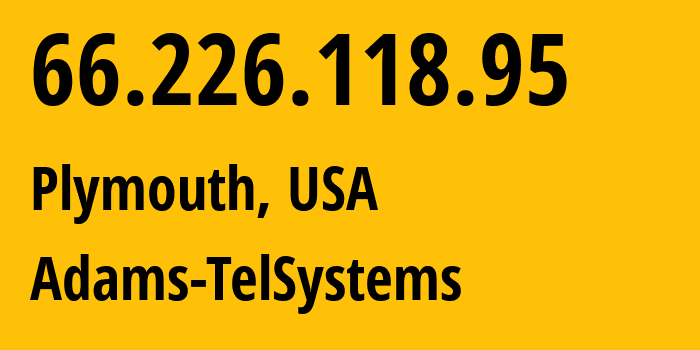 IP address 66.226.118.95 (Plymouth, Illinois, USA) get location, coordinates on map, ISP provider AS12033 Adams-TelSystems // who is provider of ip address 66.226.118.95, whose IP address