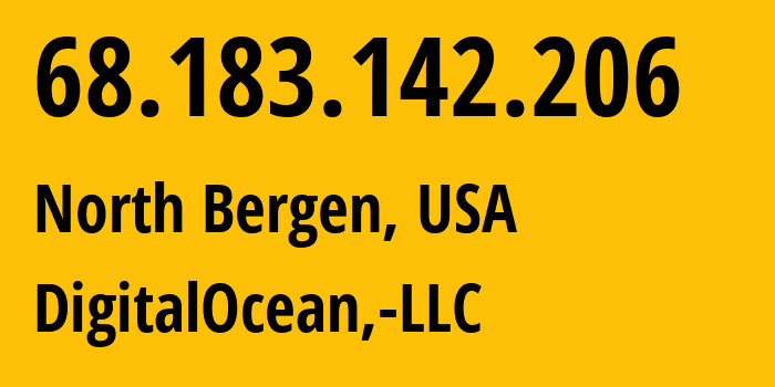 IP address 68.183.142.206 (North Bergen, New Jersey, USA) get location, coordinates on map, ISP provider AS14061 DigitalOcean,-LLC // who is provider of ip address 68.183.142.206, whose IP address