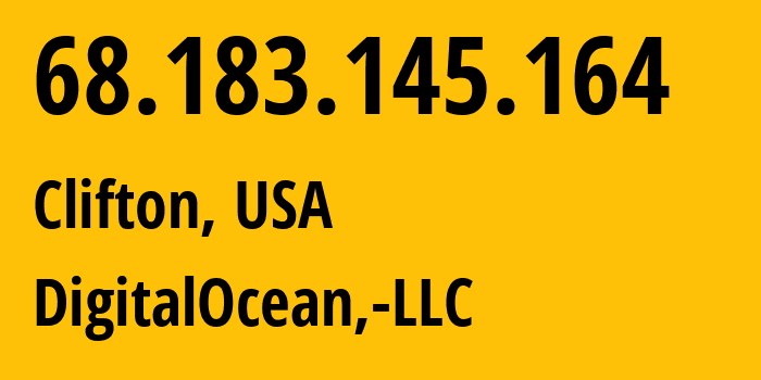 IP address 68.183.145.164 (Clifton, New Jersey, USA) get location, coordinates on map, ISP provider AS14061 DigitalOcean,-LLC // who is provider of ip address 68.183.145.164, whose IP address