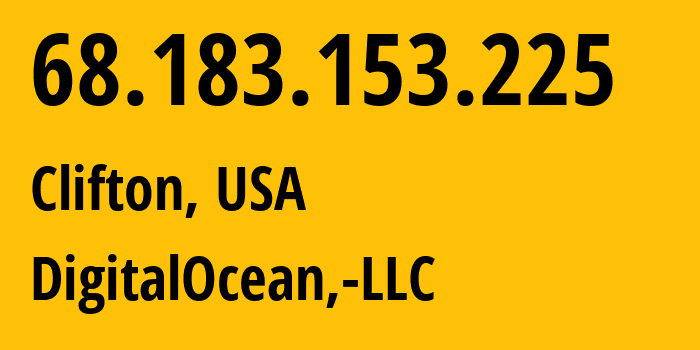 IP address 68.183.153.225 (Clifton, New Jersey, USA) get location, coordinates on map, ISP provider AS14061 DigitalOcean,-LLC // who is provider of ip address 68.183.153.225, whose IP address