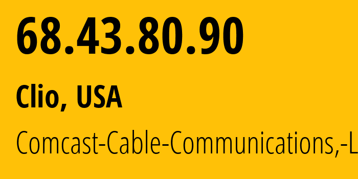 IP-адрес 68.43.80.90 (Clio, Мичиган, США) определить местоположение, координаты на карте, ISP провайдер AS7922 Comcast-Cable-Communications,-LLC // кто провайдер айпи-адреса 68.43.80.90