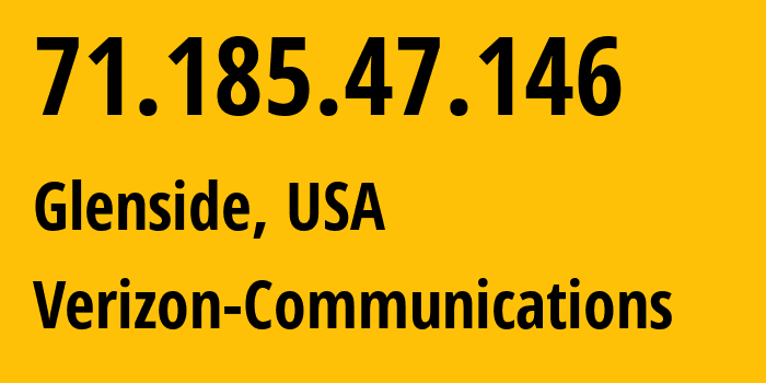 IP address 71.185.47.146 (Philadelphia, Pennsylvania, USA) get location, coordinates on map, ISP provider AS701 Verizon-Communications // who is provider of ip address 71.185.47.146, whose IP address