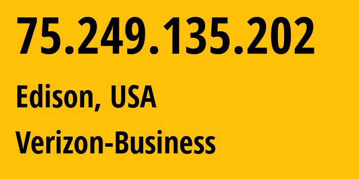 IP address 75.249.135.202 (East Orange, New Jersey, USA) get location, coordinates on map, ISP provider AS6167 Verizon-Business // who is provider of ip address 75.249.135.202, whose IP address